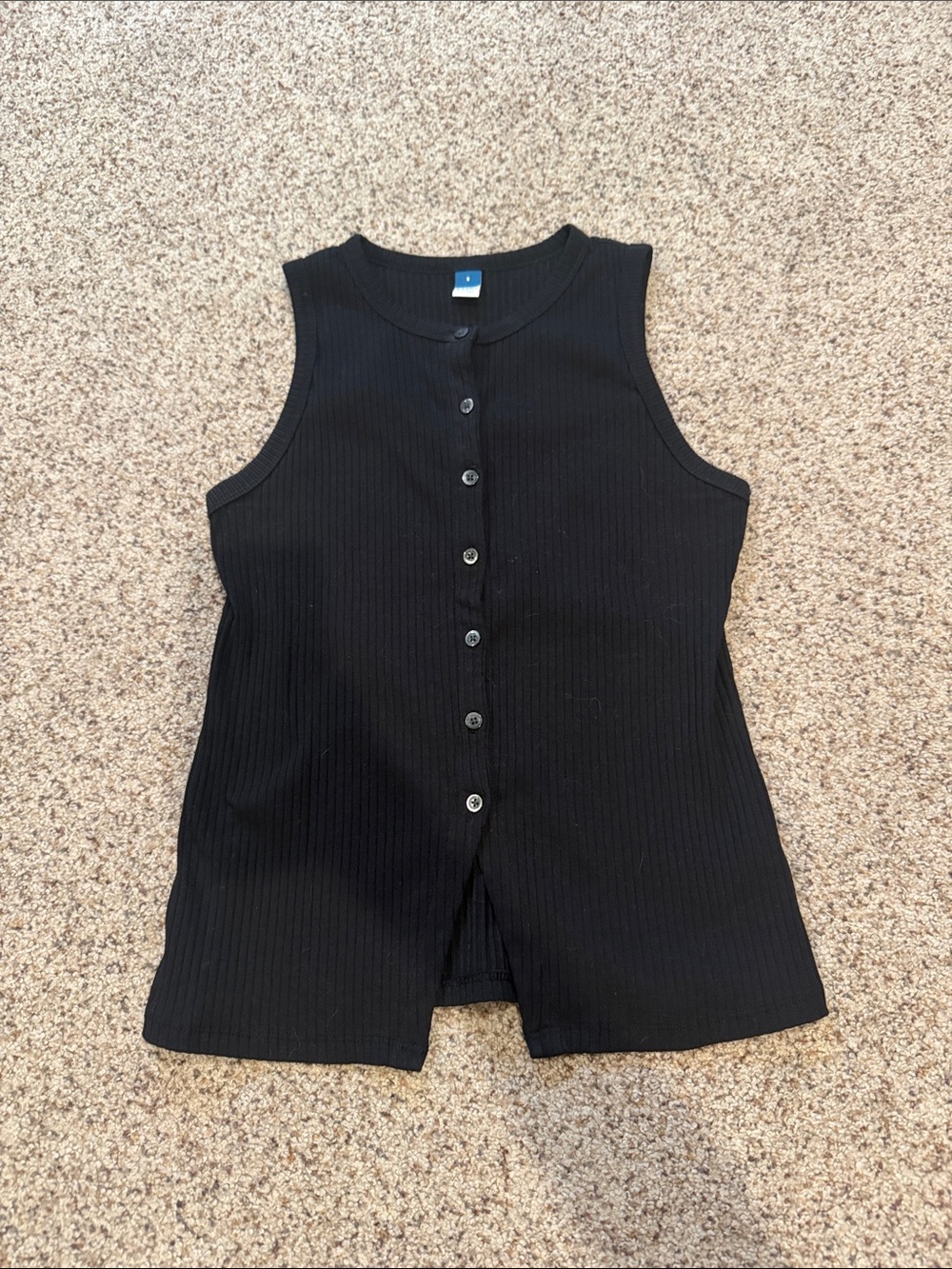 Old Navy Black Ribbed Button-Front Tank Top